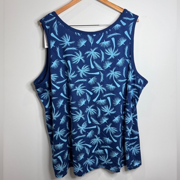 Goodfellow & Co. Blue Palm Tree Tropical Men's Tank Top (XXL) - Picture 4 of 7